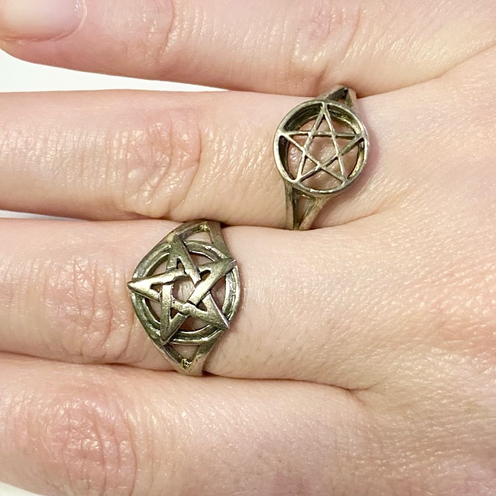 Pair of Silver Pentagram Rings